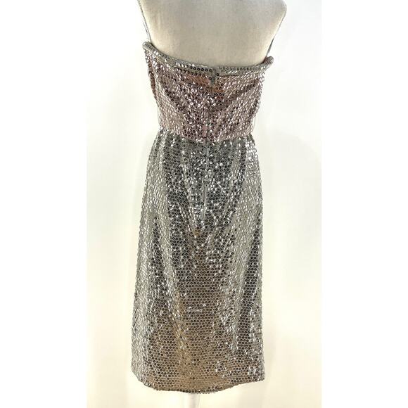 Vintage 80/90s Miss Bergdorf Sequins Mini Dress Set Silver - Picture 10 of 10